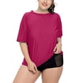 thumbnail image 3 of Charmo Women Plus Size Rash Guard Short Sleeve Swim Shirt Rashguard Swimwear Top, 3 of 6