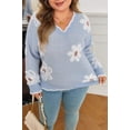 thumbnail image 5 of Plus Size Floral Scallop V-Neck Sweater, 5 of 11
