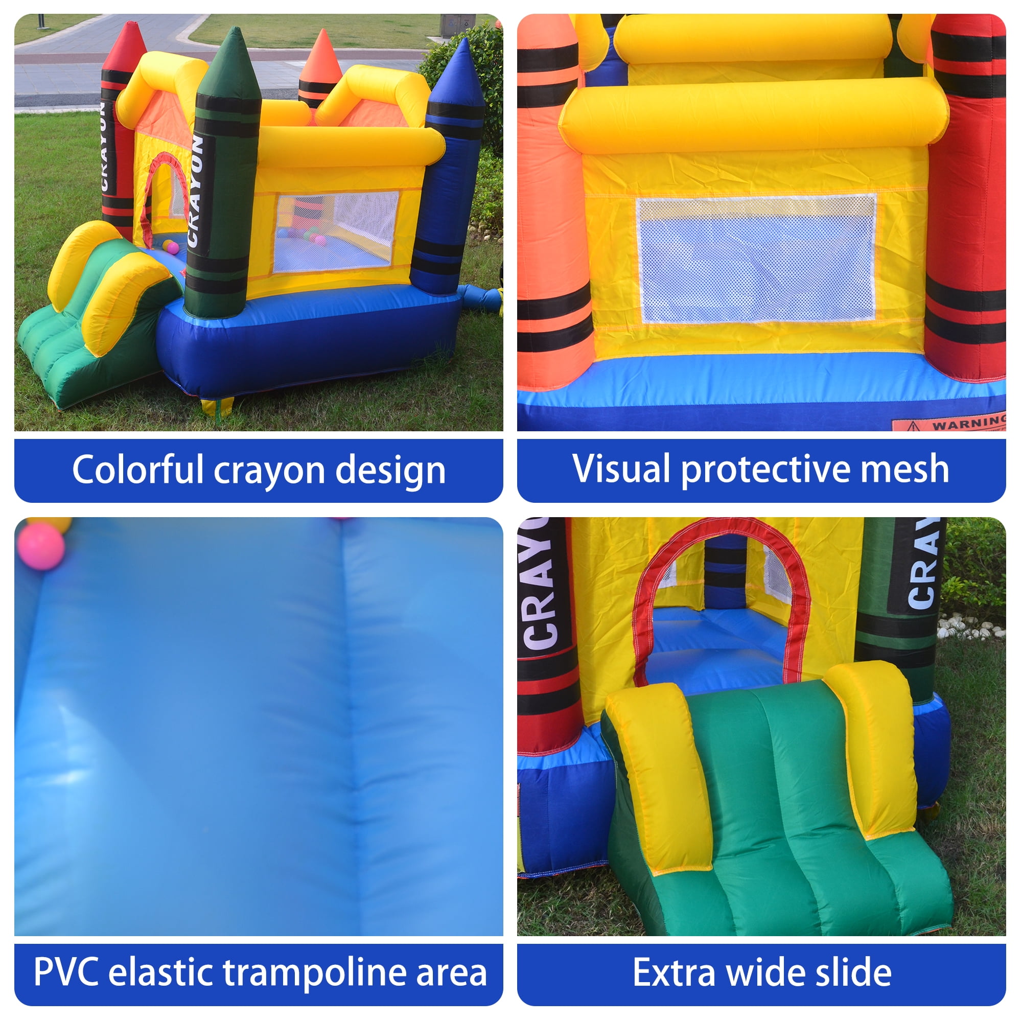 Dvreugde Bounce House 6x4.7x4.6ft Colorful Bouncy Castle with Slide & Blower Inflatable Bouncer