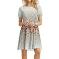 thumbnail image 2 of Babysbule Woman Summer Dresses Women's Casual Plain Loose Short Sleeve Loose Dress Floral Print Sunflower Print Dress, 2 of 8