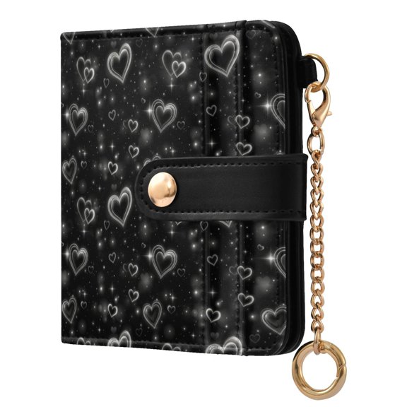 Womens Wallet PU Leather Bifold Small Purse with RFID Blocking Credit Card Holder Heart-shaped Elements