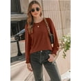 thumbnail image 6 of Womens Long Sleeve Tops Dressy Casual Shirts Pleated Crewneck Basic Blouses Fall Trendy Outfits, 6 of 6