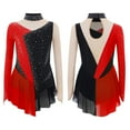 thumbnail image 3 of Oyolan Kids Girls Shiny Rhinestone Figure Ice Skating Dress Long Sleeve Ballet Tutu Skirted Leotard Red 16, 3 of 4