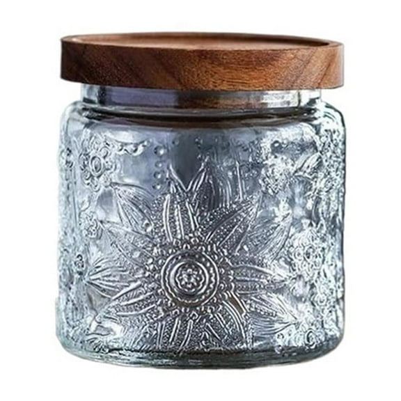 Glass Butter Dish Cubic Embossed Pattern Used in the Kitchen to Store Coffee Beans Jar
