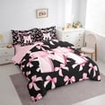thumbnail image 3 of Manfei Letter Monogrammed M Bedding Comforter Set 7 Pieces for Boys Girls,Kawaii Ribbon Bow Full Bedding Set Lightweight,Dreamy Princess Fitted Sheet Flat Sheet,Lightweight Room Decor,Reversible, 3 of 8