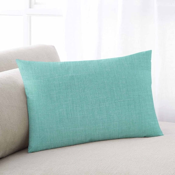 Turquoise Burlap Texture Small Pillow Covers, Farmhouse Vintage Aqua Soft Breathable Throw Pillow Cases with Invisible Zipper, Decorative Pillowcase Pillows Protectors for Sofa Bed Chair 12"x20"