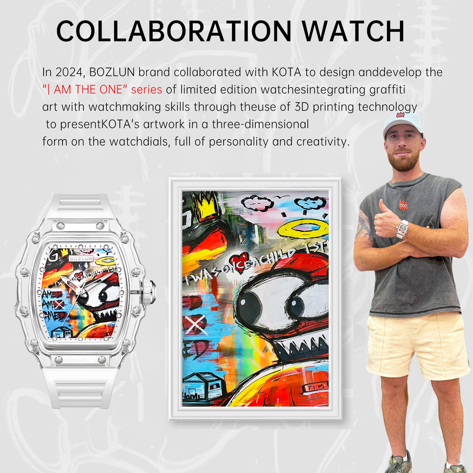 BOZLUN Men Watch Luxury Automatic Mechanical Watches Self Winding, Luminous Waterproof 3D Dial Watches for Men White
