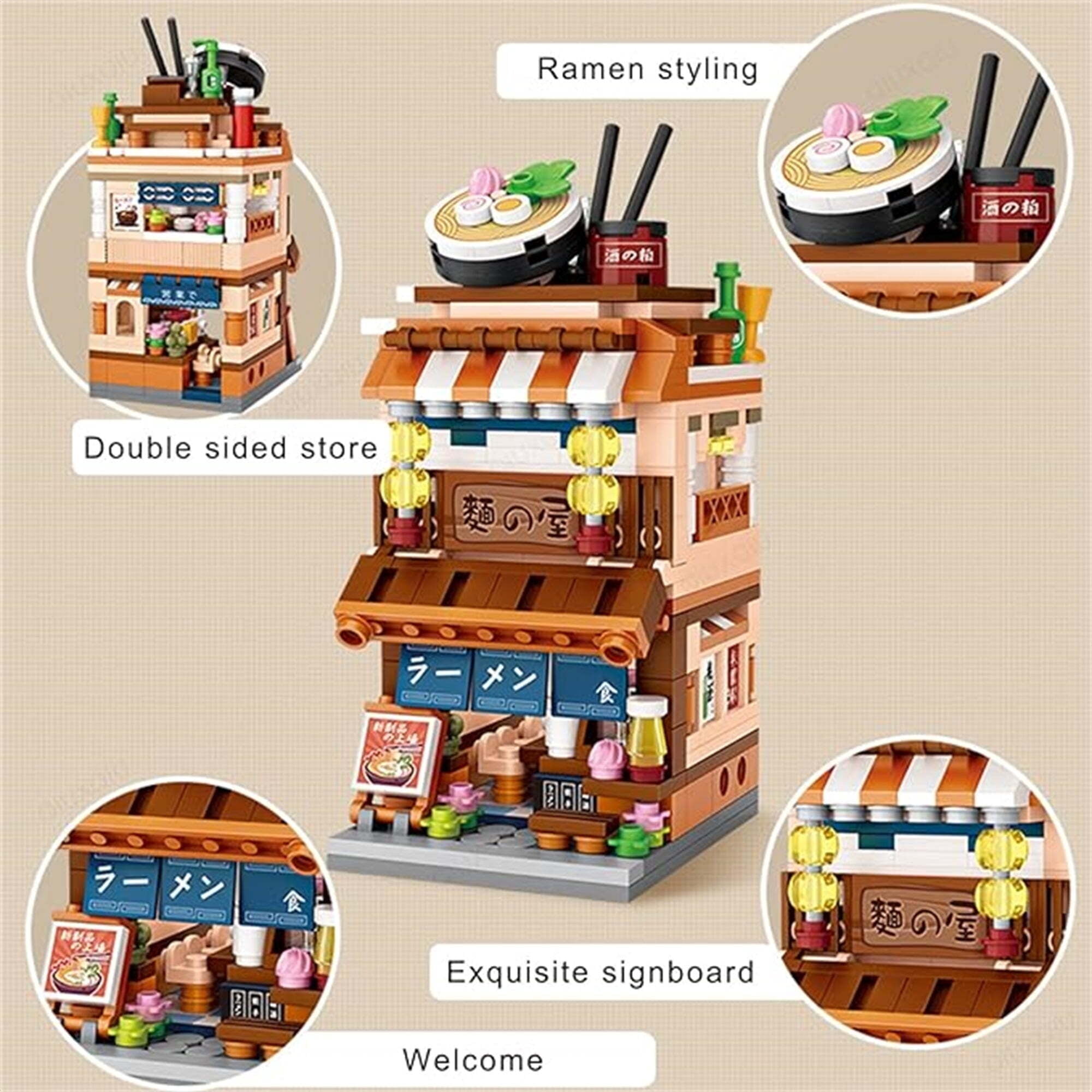 Haibin 412 Pcs Building Brick Sets, Mini City View Building Toy Sets, Japanese Blocks Toy, STEM Gifts for Kids Age 5-16+