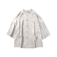 thumbnail image 6 of Ceisia Men Chinese Frog Button Linen Shirt Mandarin Collar Three Quarter Sleeve Casual Top White S Gift, 6 of 6