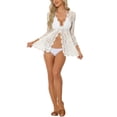 thumbnail image 2 of INSPIRE CHIC Women's Beach Cover Up Deep V Neck Loose Fit Beachwear White M, 2 of 5