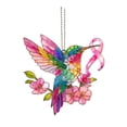 thumbnail image 2 of Awareness Ribbon Suncatcher, Stained Glass Flower Hummingbird Pendant, Window Hanging Decorative Ornament, Ornament for Home Window Car Rearview Mirror, 2 of 6