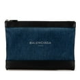 thumbnail image 1 of Pre-Owned Balenciaga Navy Clip M Clutch Bag Indigo Blue Black Denim Leather Women's... (Good), 1 of 7