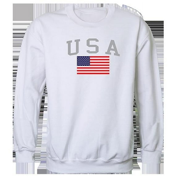 Rapid Dominance  USA & Flag Graphic Crewneck Sweatshirt, White - Extra Large