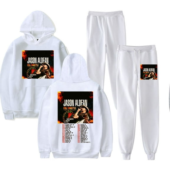 Jason Aldean Full Throttle Tour 2025 Merch Hoodie and SWEATPANTS set pop print Unisex Casual Street Clothing