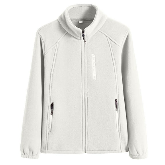 PNTUTB Women's Fashion Solid Color Stand Collar Zipper Pocket Long Sleeve Casual Warm Jacket
