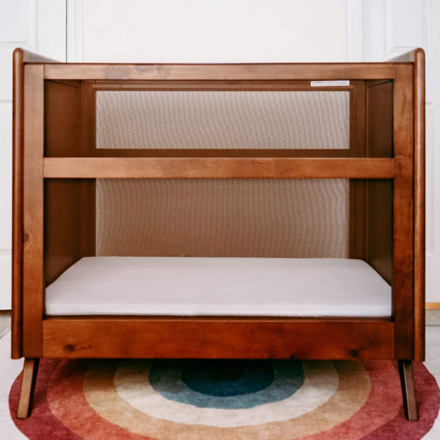 BreathableBaby 2-in-1 Breathable Mesh Mini Crib with Mattress, Walnut, Greenguard Gold Certified