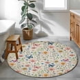 thumbnail image 3 of Round Rug 4Ft Washable Non-Slip, Pink Spring Floral Circle Area Rugs for Living Room Bedroom, Elegant Pastoral Flowers Butterflies Vintage Indoor Floor Mats Carpet Runner for Home Decor Aesthetic, 3 of 8