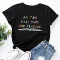 thumbnail image 4 of Anbech All The Cool Kids Are Reading T-Shirt for Women Reading Graphic Junior Girls Short Sleeve Tee Tops with Crew Neck, 4 of 5