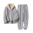 thumbnail image 1 of Pyjama en Polaire Corail pour Femmes Ensemble de Pyjama en Flanelle Doux Vêtements de Détente Chauds 2 Pcs, Gris TG, 1 of 6