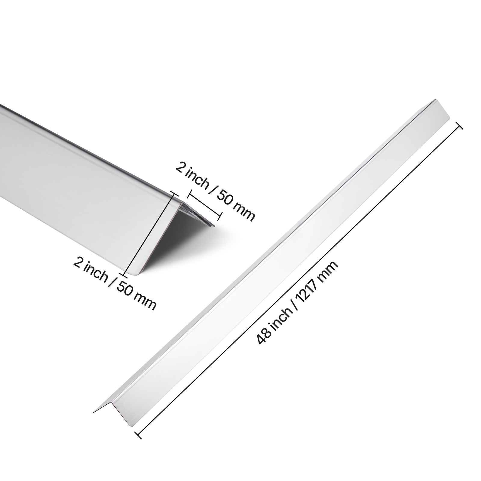 VEVOR Stainless Steel Wall Corner Protector, 2 x 2 x 48 inch, 10 Pack Metal Corner Guards, 304 Stainless Steel Edge Trim 90-Degree Angle for Home,Office,Commercial Wall Protection, with 3m Tape