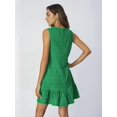 thumbnail image 5 of Women'S Ruffle Hem Sleeveless Tank Dress Round Neck Casual Smock Summer Mini Dresses Green XXL, 5 of 6