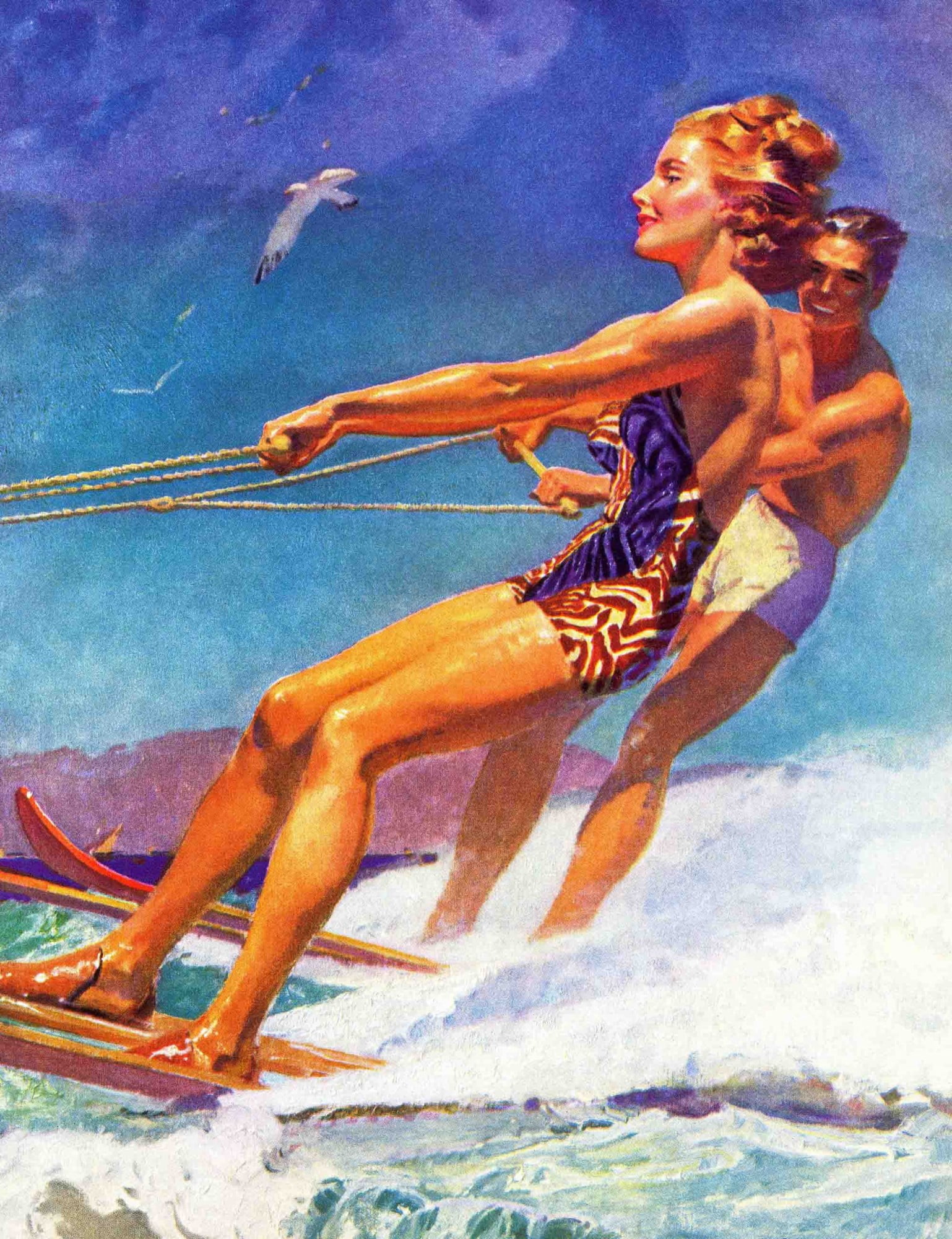 Marmont Hill Water Skier by McClelland Barclay Painting Print on Canvas
