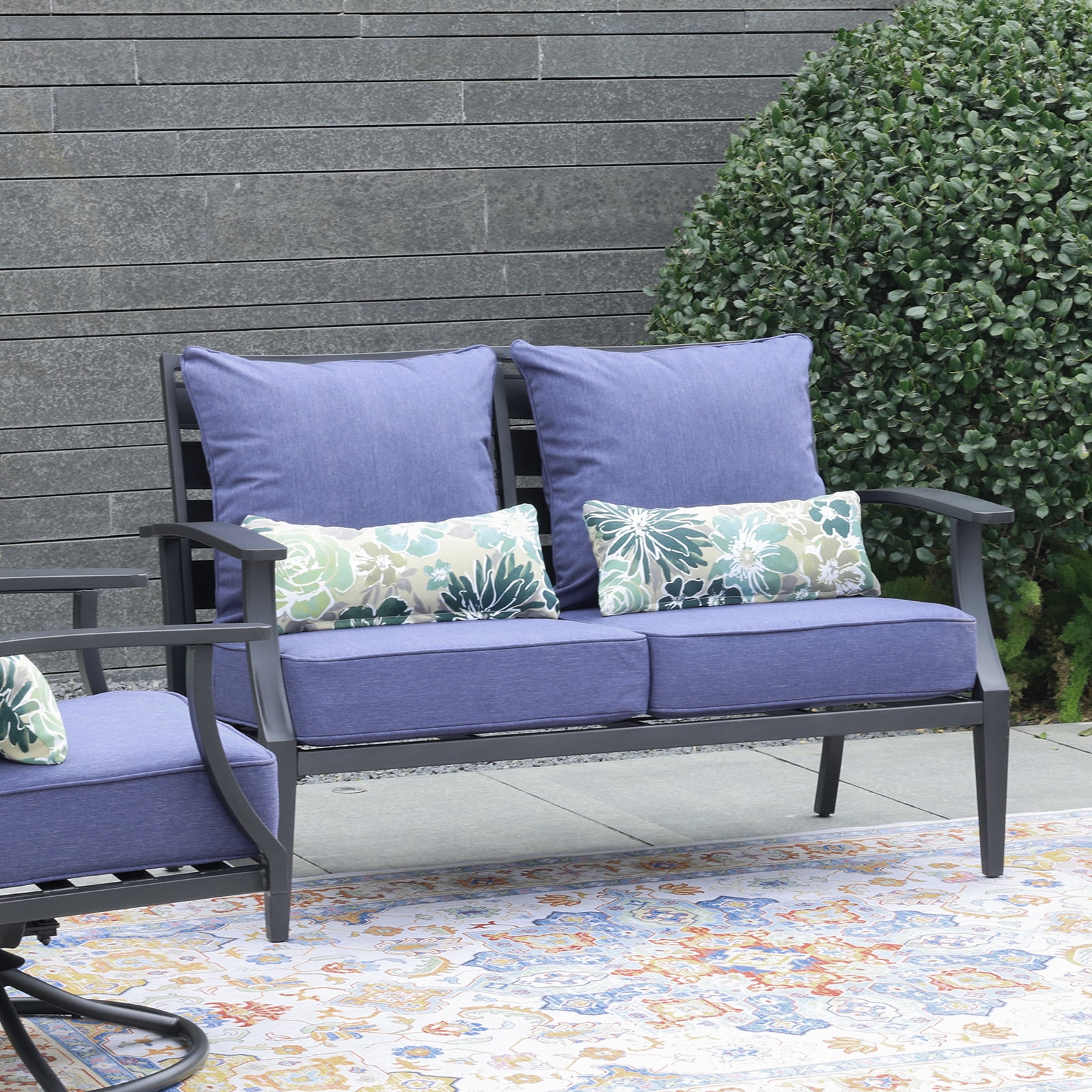 BPS 22x24x5 inch Outdoor Deep Seat Cushion, Water-Resistant Patio Furniture Cushions for Outdoor Chairs, Sofa, Couch, 2-Piece, Bluish-purple