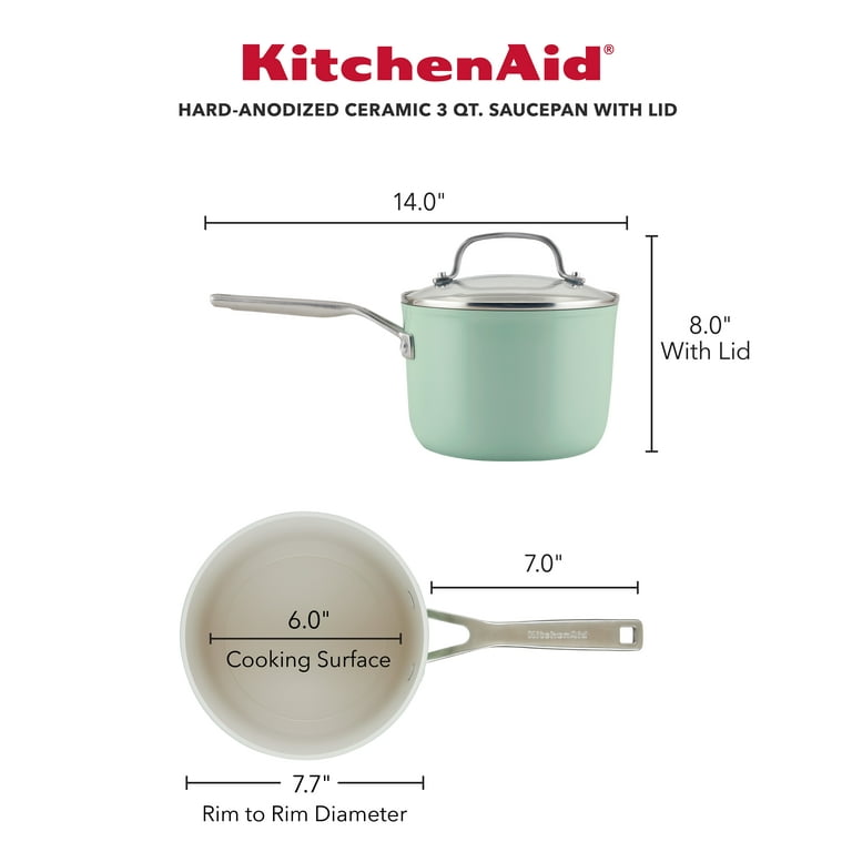 KitchenAid Hard Anodized Ceramic 3 qt. Hard Anodized Aluminum Nonstick  Sauce Pan with Lid, Blue Velvet 84818 - The Home Depot