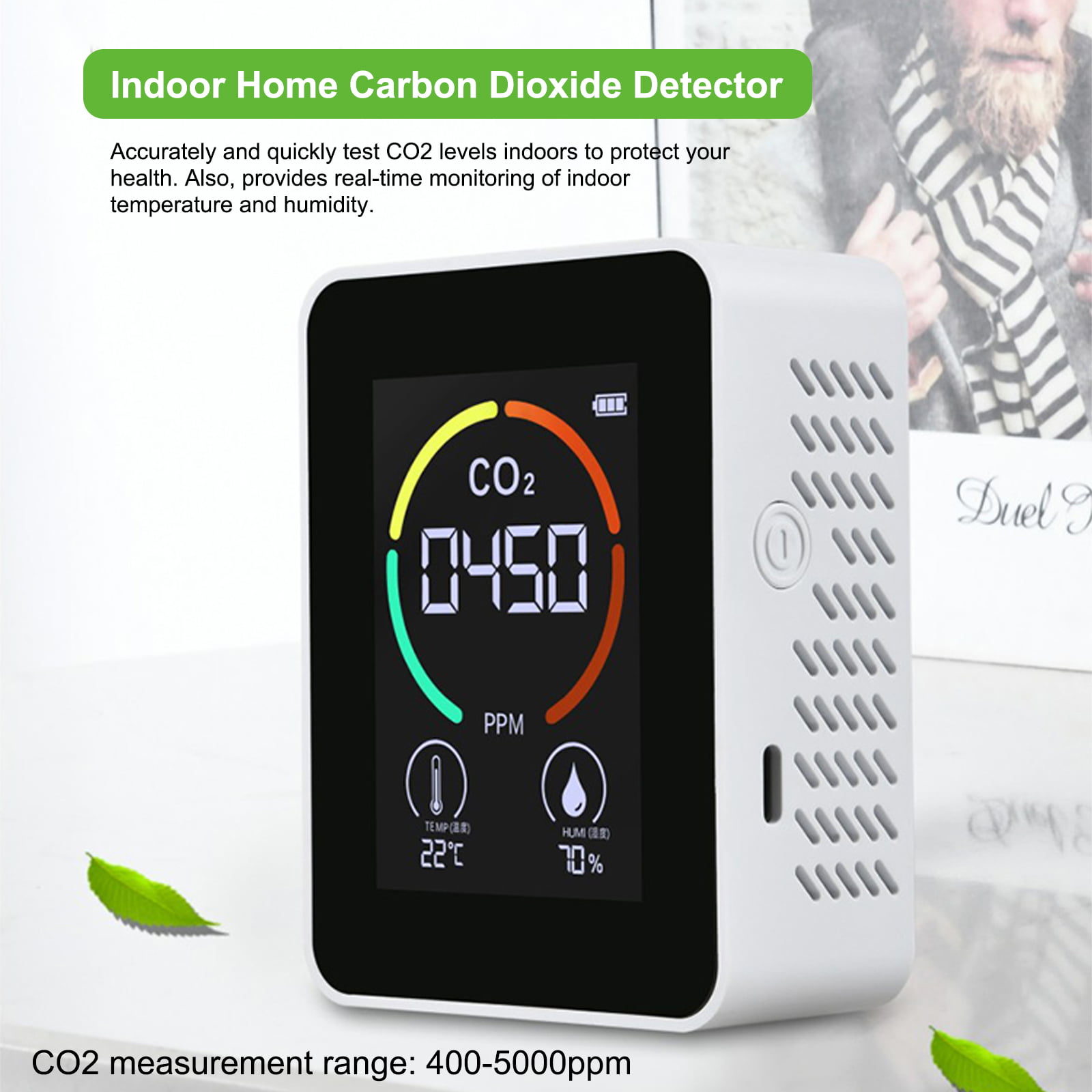 LCD CO2 Meter Temperature Humidity Detector Air Quality Carbon Dioxide Monitor 