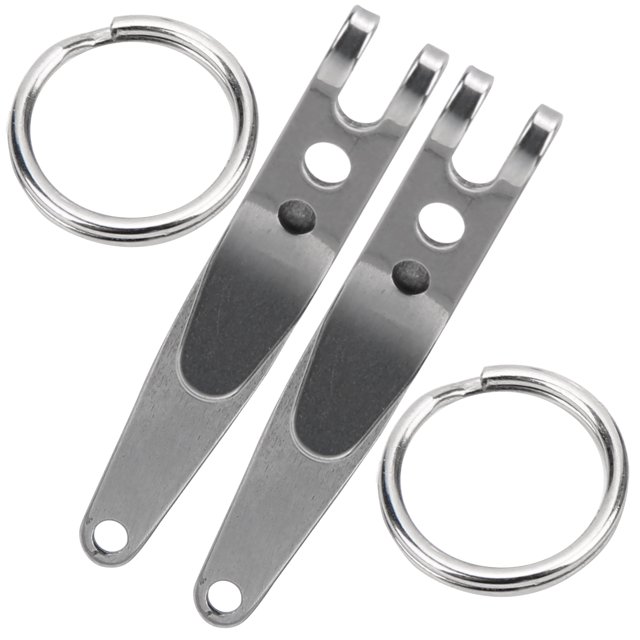 2Pcs Outdoor Belt Clip Stainless Steel Suspension Pocket Clip Key Holder with Keychain