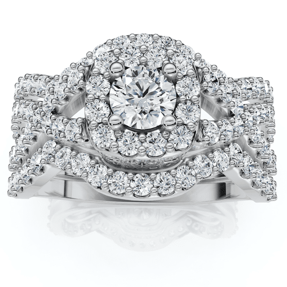 Pompeii 1 1/10Ct Diamond Engagement Bridal Wedding Ring Set 10K White Gold (H/I,I1-I2)