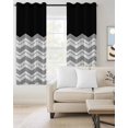 thumbnail image 2 of Black Grey Blackout Curtains, Light Blocking Print Window Curtains, Geometric Chevron Print Wavy Striped White Thermal Insulated Window Drapes for Living Room Kitchen Cafe 2 Panels, 104"W x 72"L, 2 of 9