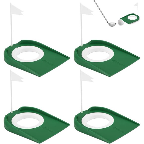 4 Pcs Gobelets de Pratique de Golf Aide à l'Entraînement Drapeau en Plastique Accessoires de Golf pour Adultes Pratique Extérieure Bureau Garage Cour Intérieure