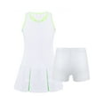 thumbnail image 1 of YONGHS Ensemble de Robe de Tennis Sans Manches pour Filles avec Shorts 2 Pcs Jupe-Culotte Blanche 14, 1 of 6