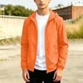 thumbnail image 6 of Boys Rain Jackets Waterproof with Hood,Solid Color Fleece Raincoats Zip Up Lightweight Windbreakers Fall Winter Coat for Kids 3-19 Years, 6 of 9