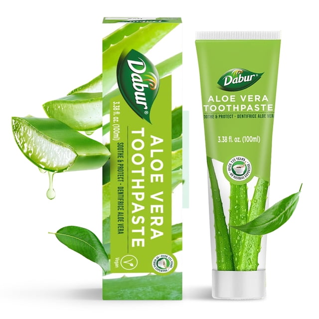 Pasta de dientes Dabur Aloe Vera, 100 ml, cuidado bucal a base de hierbas, sin flúor