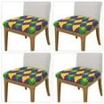 thumbnail image 2 of Honeii Mardi Gras Print Square Cushion Cover with Elastic Band & Ties,Sofa Cushion Covers,Furniture Protector for Living Room,Washable Sofa Seat Slipcover-Four Pieces, 2 of 7