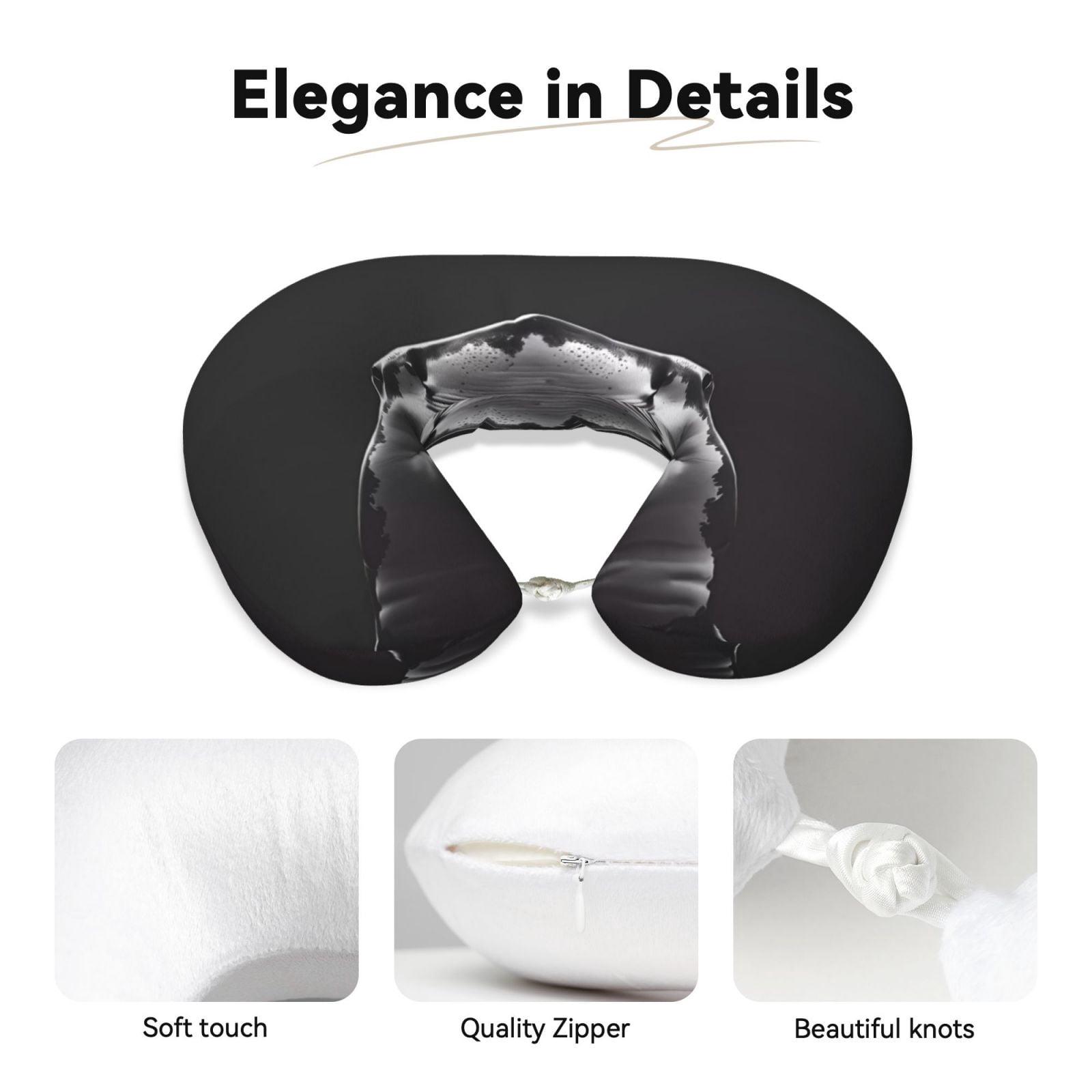 Xecao Black And White Shark Print Memory Foam Cervical Neck Pillow Versatile U-Shaped Pillows for Home,Office,Camping,Travelling,Soft Washable Cover