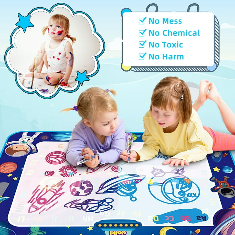 WALFRONT Water Doodle Mat, Kids Painting Writing Doodle Board Toy Aqua  Magic Mat Watercolor Drawing Art Set Toddlers Painting Coloring Pad Gifts  with