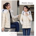 thumbnail image 2 of Women's Winter Down Cotton Parka Shiny Colors Faux Fur Hoodie Warm Slim Fit Quilted Coat, 2 of 4