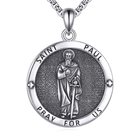 Saint Paul Necklace Sterling Silver St Paul Pendant Christain Jewelry Gifts for Men Women