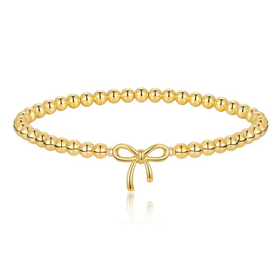 GOSFRY Bracelets for Women Cute Stretch Beaded Bracelets Dainty Paperclip Cross Bow Heart Charm Accessories Non Tarnish Jewelry Gifts