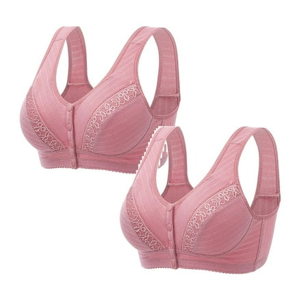 Rinsvye 2 Pcs Womens No Steel Ring Womens Bras No Underwire Plus Size Front Close Bra T Women s Sports Bras Back Plus Size Seamless Bra for Women Pack Unlined Bra for Large Sports Bra Bust