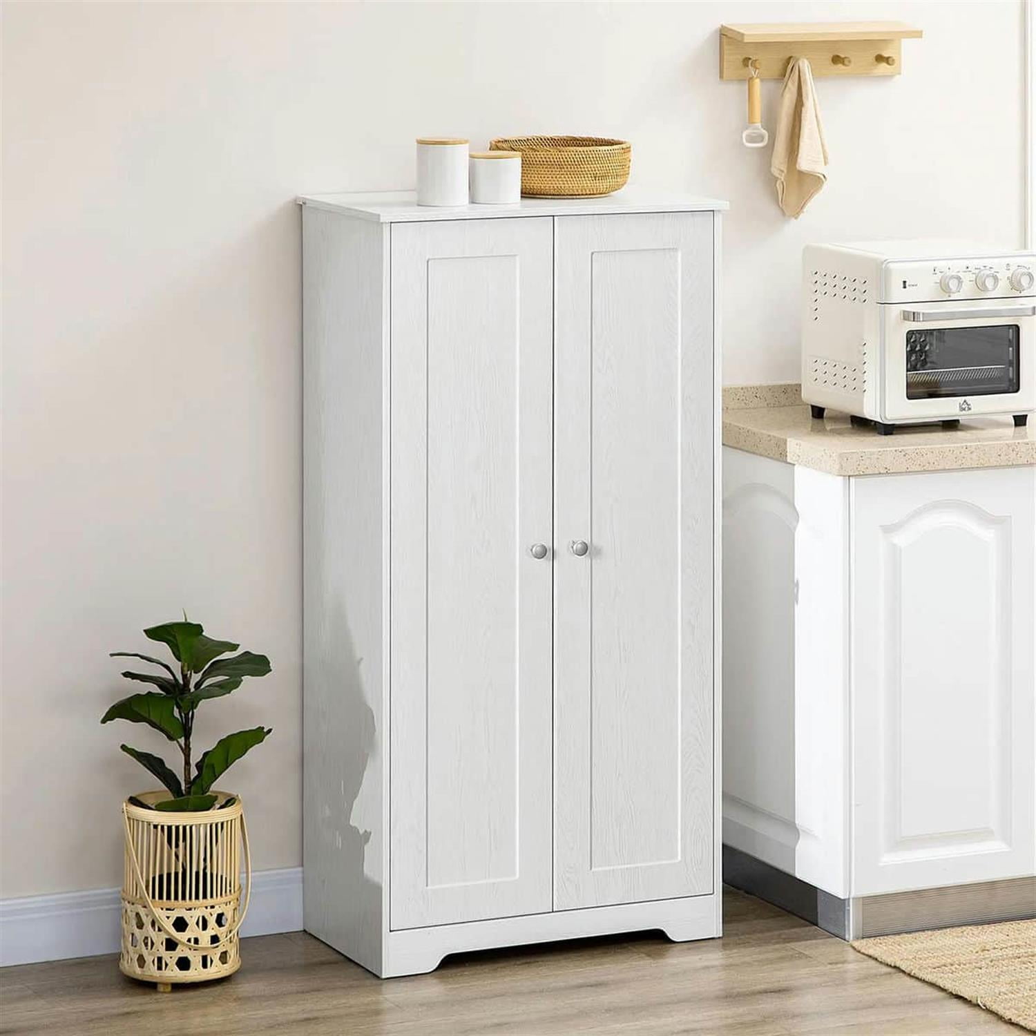 Demi Bonn 54" Kitchen Pantry Storage Cabinet, Freestanding 2-Door Cupboard, Space-Saving Shelves for Living Room, White