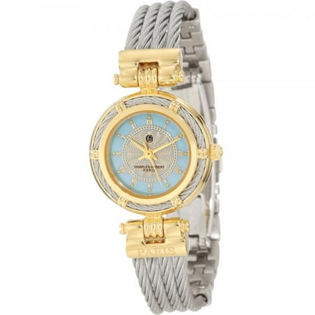 Charles-Hubert, Paris Women's 6779-T Premium Collection Two-Tone Brass Case with Stainless Steel Wire Bangle Watch