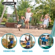 Lifetime Kid's Monkey Bar Adventure Metal Swing Set with Slide, Belt Swings and Trapeze Bar (91028)