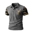 thumbnail image 2 of Men's Polo Shirts Short Sleeve Button Collared Top Cowboy Summer Sports Golf Shirts Grey L, 2 of 3