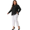 thumbnail image 3 of DARING DIVA Women's Plus Size Cotton Polo Collared Work Shirt 3X Black, 3 of 6