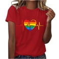 thumbnail image 2 of TrendVibe365 Women's T Shirts Red Pride Shirts Rainbow Heart Loose Fit Tops Crew Neck Tshirts Short Sleeve Tee Blouse Beach Apparel, 2 of 8