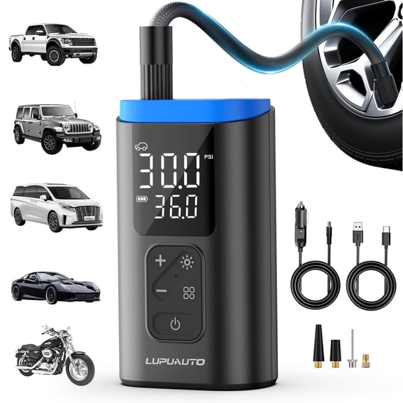 LupuAuto Portable Tire Inflator Air Compressor with 150PSI and Digital Pressure Gauge